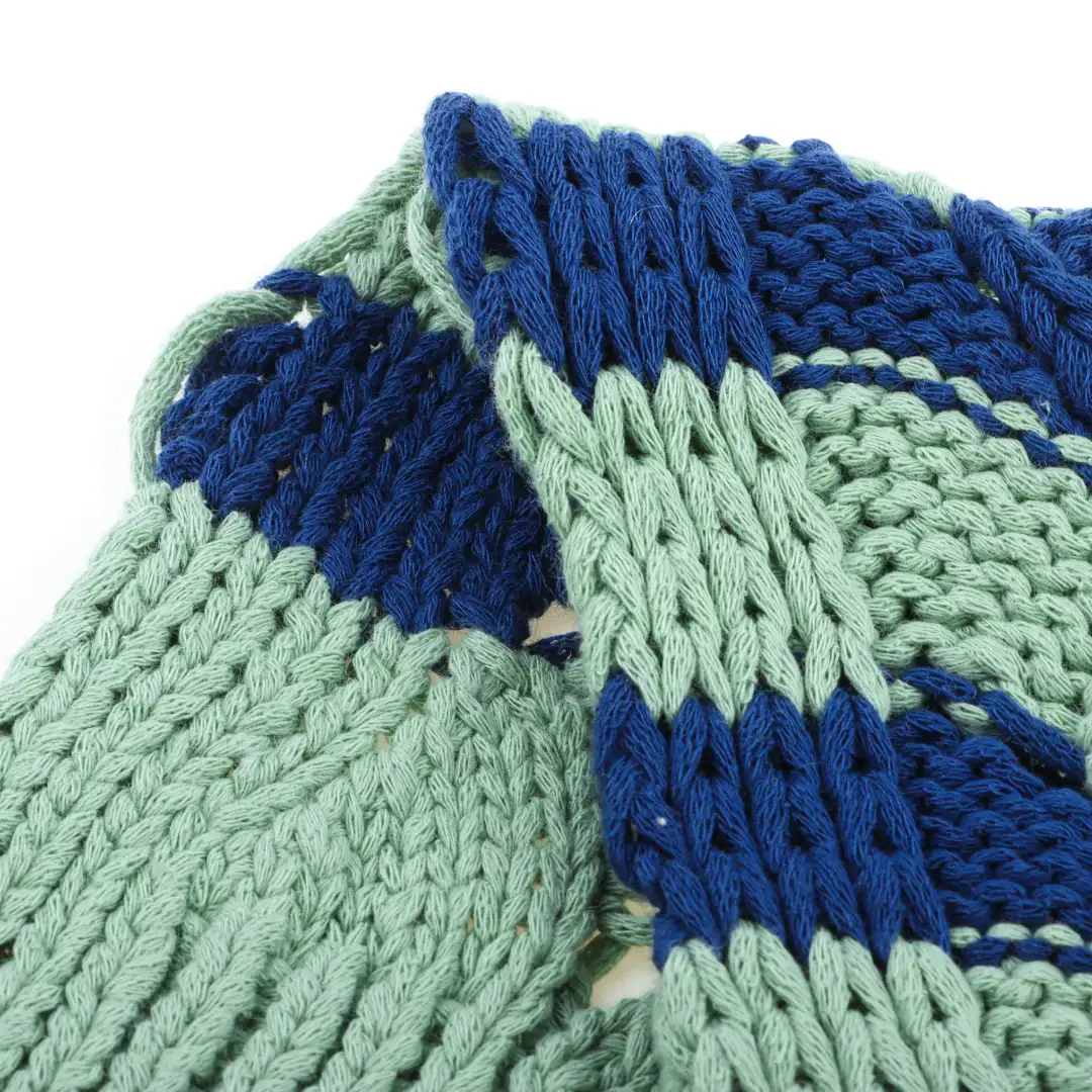 China Yarn for Open Cardigan (Sweater),Crew Neck Pullover (Sweater),Crop Top Pullover (Sweater),Hoodie  (Sweater) Tubular Tape Yarn Fancy Yarn BCI Cotton Blue- green color buy from China wholesaler bulk order at wholesale price free worldwide shipping Alibaba
