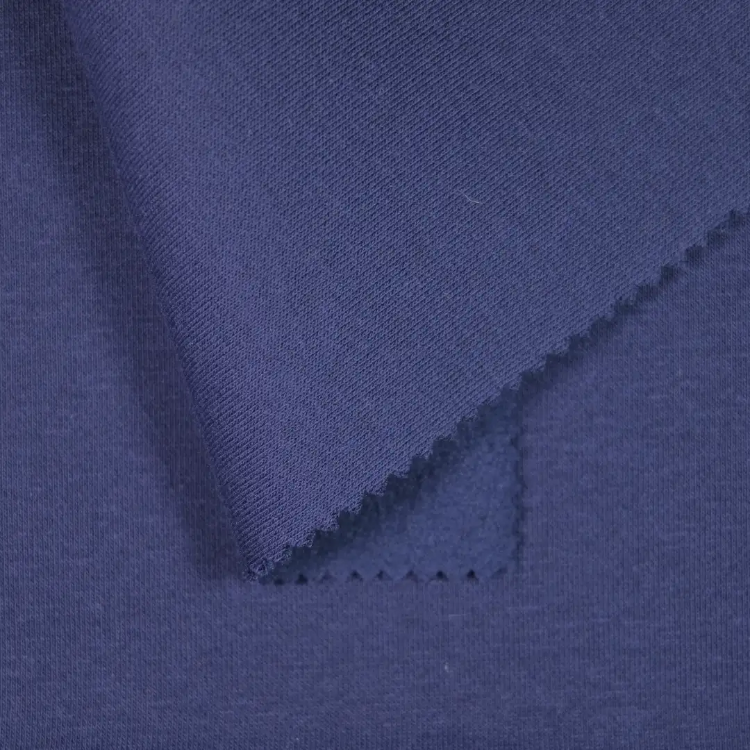 China Fabric for Ladies Vest ,Men’s Vest ,Knitted Jacket  Fleece Knit Fabric Cotton Polyester Dark blue color buy from China wholesaler bulk order at wholesale price free worldwide shipping Alibaba