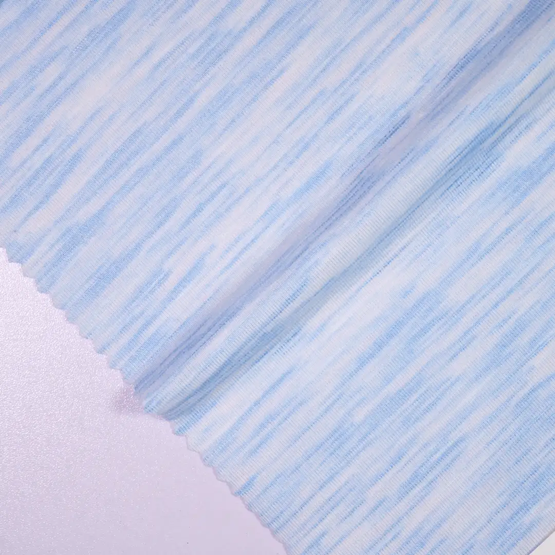 China Fabric for T-shirt ,Polo T-shirt  Single Jersey Knit Fabric Polyester Rayon Spandex white&blue color buy from China wholesaler bulk order at wholesale price free worldwide shipping Alibaba