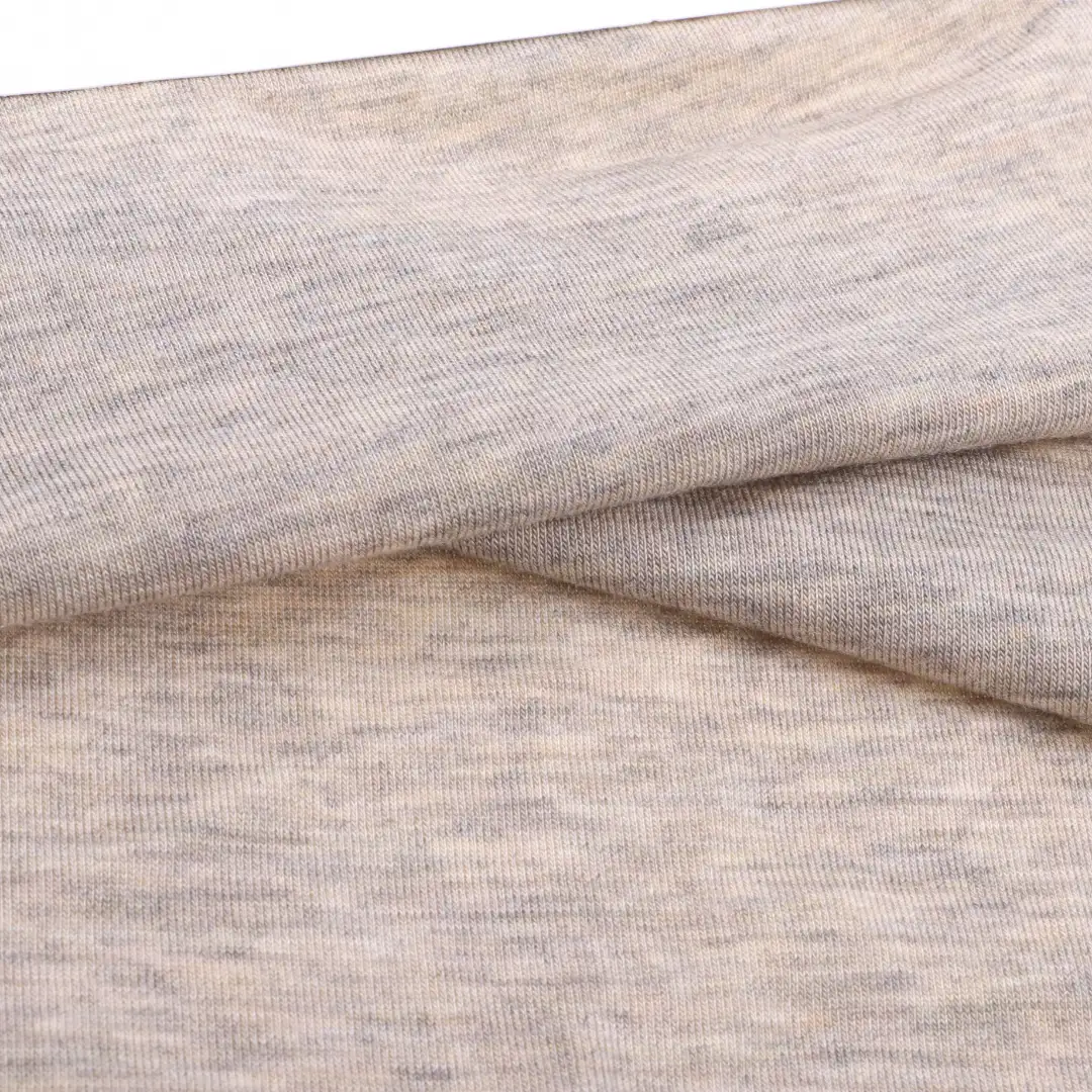 China Fabric for T-Shirt,Tank Top,Shorts,Loungewear Single Jersey Knit Fabric Tencel Wool Spandex oatmeal-colored color buy from China wholesaler bulk order at wholesale price free worldwide shipping Alibaba