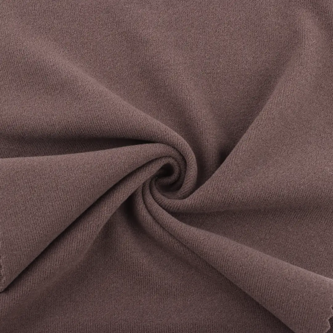 China Fabric for T-Shirt,Shorts,Loungewear Double-side fleece Knit Fabric Polyester Spandex Brown color buy from China wholesaler bulk order at wholesale price free worldwide shipping Alibaba