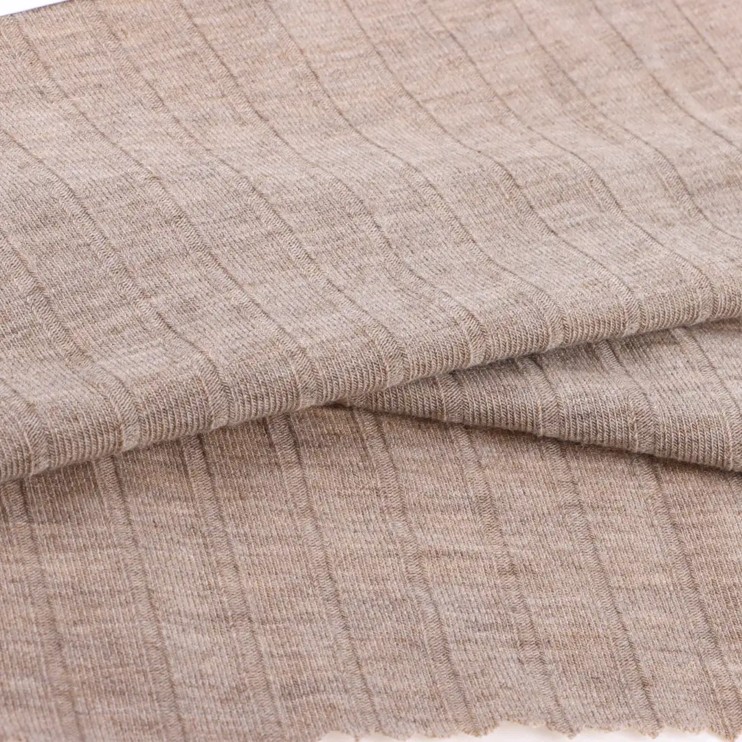 China Fabric for T-Shirt,Tank Top,Shorts,Loungewear Rib Knit Fabric Rayon Polyester Spandex Khaki color buy from China wholesaler bulk order at wholesale price free worldwide shipping Alibaba
