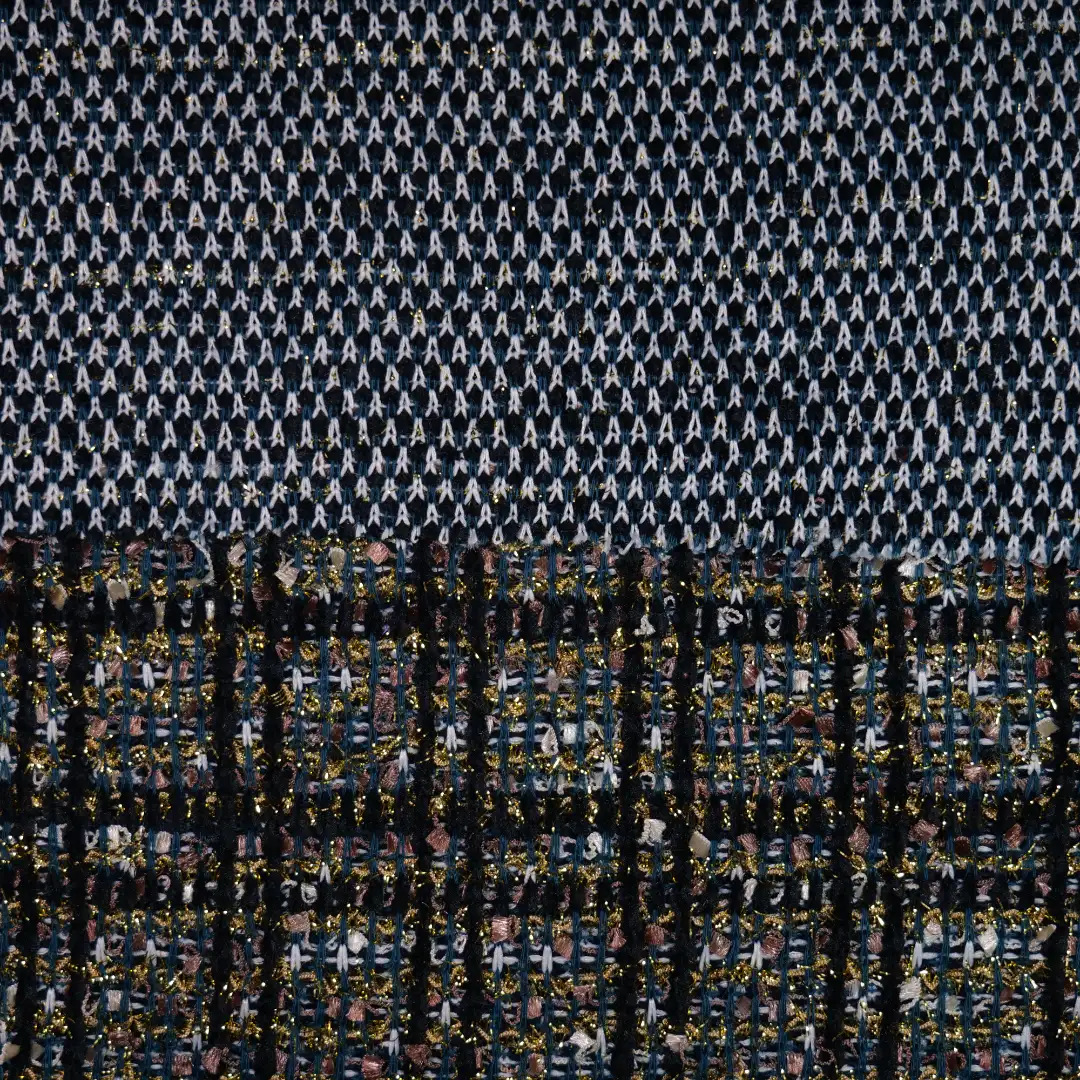 China Fabric for Open Cardigan ,Dresses (Pullover) ,Skirt  Jacquard Knit Fabric Polyester Lurex Rayon Black color buy from China wholesaler bulk order at wholesale price free worldwide shipping Alibaba