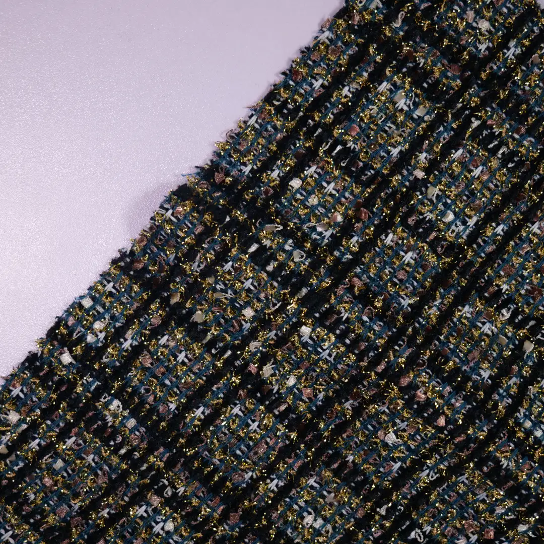 China Fabric for Open Cardigan ,Dresses (Pullover) ,Skirt  Jacquard Knit Fabric Polyester Lurex Rayon Black color buy from China wholesaler bulk order at wholesale price free worldwide shipping Alibaba