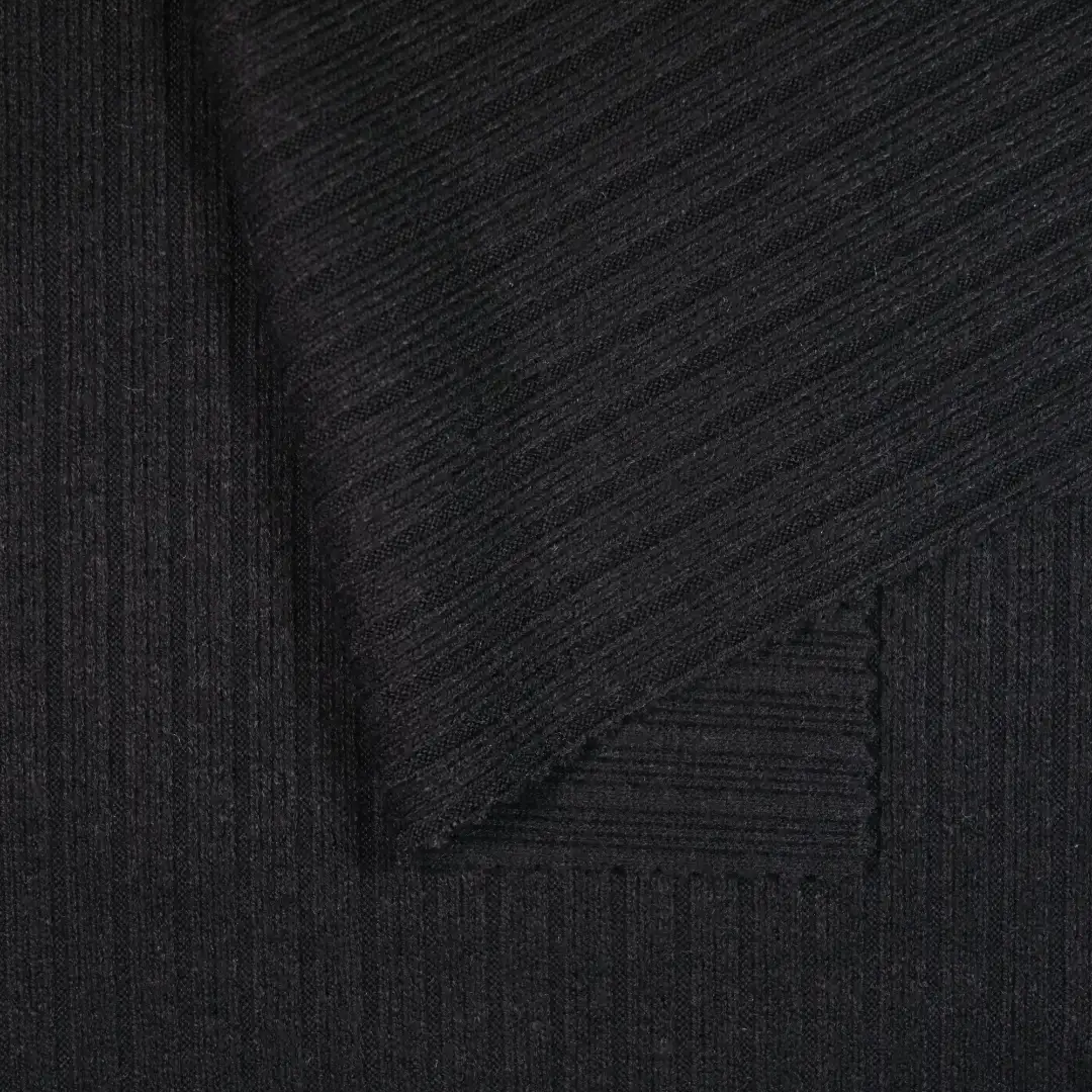 China Fabric for Tank Top,Hoodie Rib Knit Fabric Rayon Polyester Nylon Spandex black color buy from China wholesaler bulk order at wholesale price free worldwide shipping Alibaba