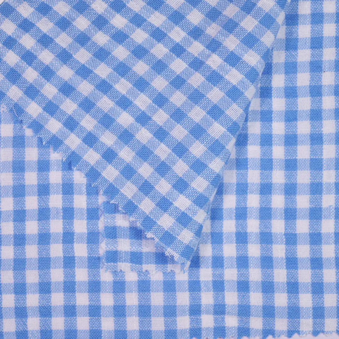 China Fabric for Blouse,Over Shirt Yarn Dyed Check Synthetic Woven Fabric Polyester blue color buy from China wholesaler bulk order at wholesale price free worldwide shipping Alibaba