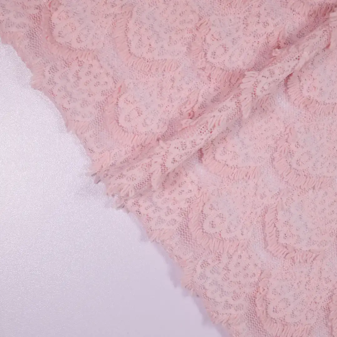China Fabric for Shirt,Blouse,Crop Top Lace Knit Fabric Nylon Spandex Pink color buy from China wholesaler bulk order at wholesale price free worldwide shipping Alibaba