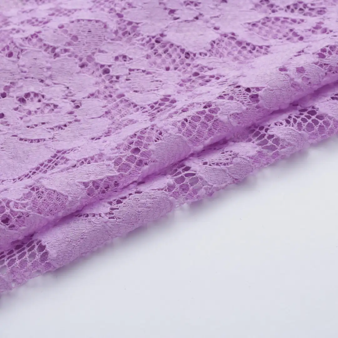 China Fabric for Blouse,Skirt,Shirt Long Sleeve Zipper  Lace Knit Fabric Polyester Spandex purple color buy from China wholesaler bulk order at wholesale price free worldwide shipping Alibaba