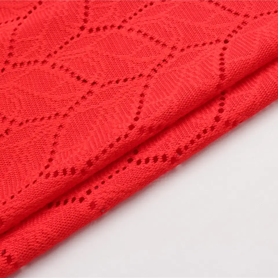 China Fabric for Blouse,Skirt Lace Knit Fabric Polyester red color buy from China wholesaler bulk order at wholesale price free worldwide shipping Alibaba
