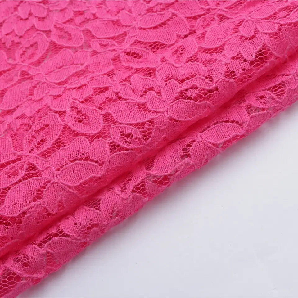China Fabric for Skirt,T-shirt ,Skirt  Lace Knit Fabric Cotton Nylon pink color buy from China wholesaler bulk order at wholesale price free worldwide shipping Alibaba