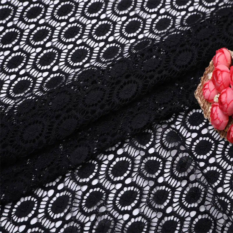 China Fabric for Shirt,Blouse,Skirt  Lace Knit Fabric Nylon Spandex black color buy from China wholesaler bulk order at wholesale price free worldwide shipping Alibaba