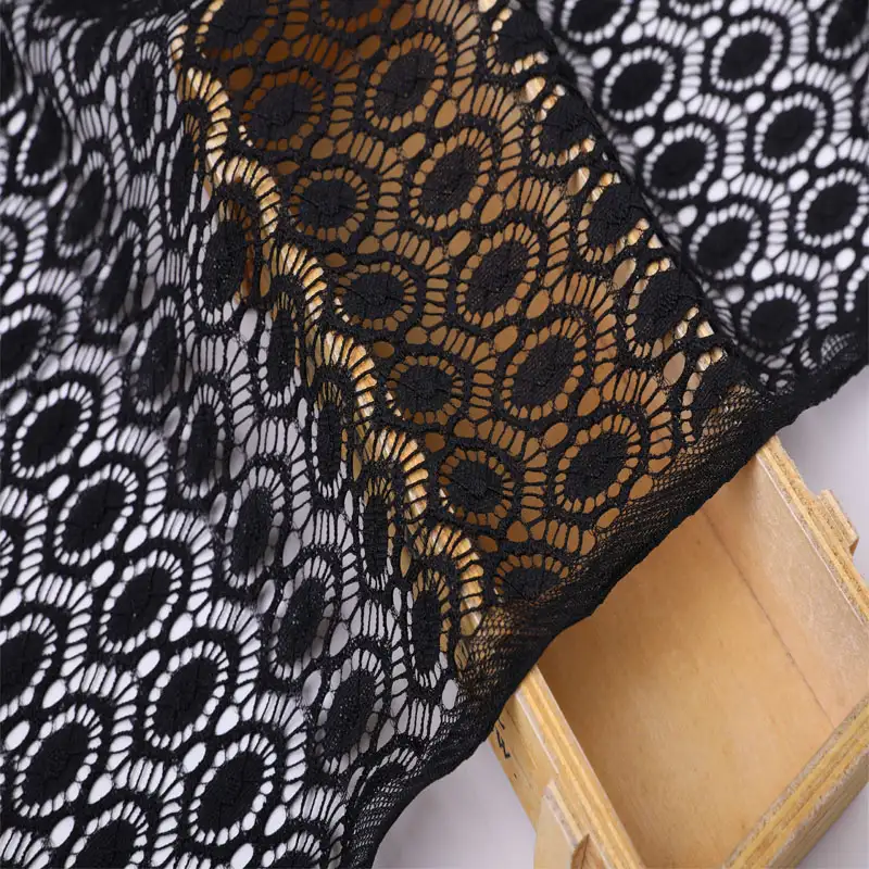 China Fabric for Shirt,Blouse,Skirt  Lace Knit Fabric Nylon Spandex black color buy from China wholesaler bulk order at wholesale price free worldwide shipping Alibaba