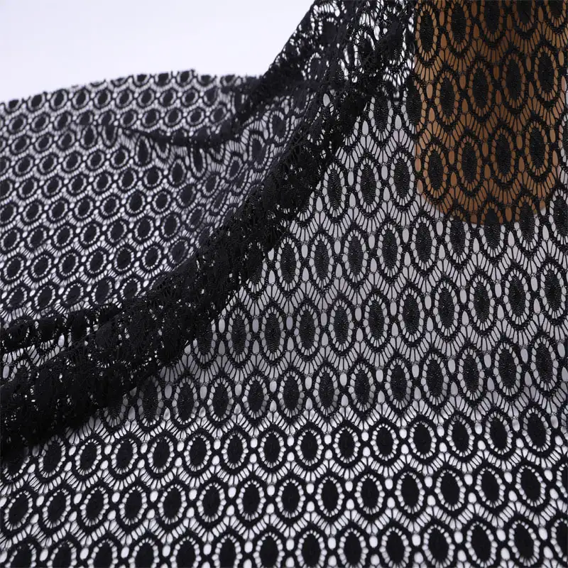 China Fabric for Shirt,Blouse,Skirt  Lace Knit Fabric Nylon Spandex black color buy from China wholesaler bulk order at wholesale price free worldwide shipping Alibaba