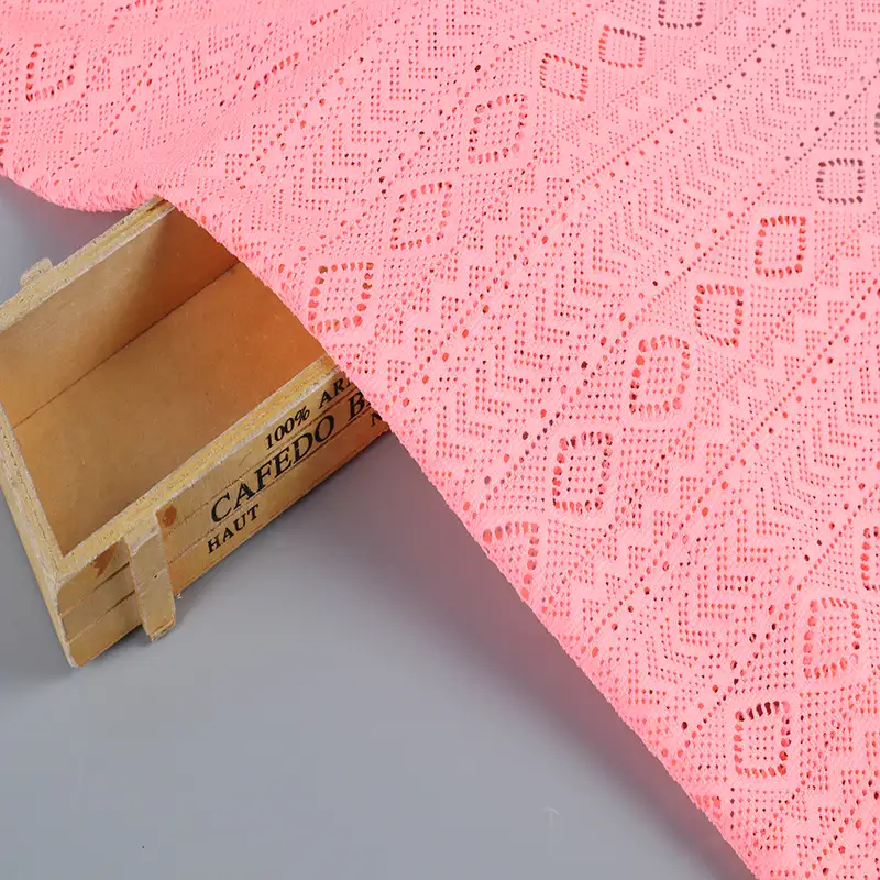 China Fabric for Shirt,Blouse,T-shirt ,Skirt  Lace Knit Fabric Polyester Spandex pink color buy from China wholesaler bulk order at wholesale price free worldwide shipping Alibaba
