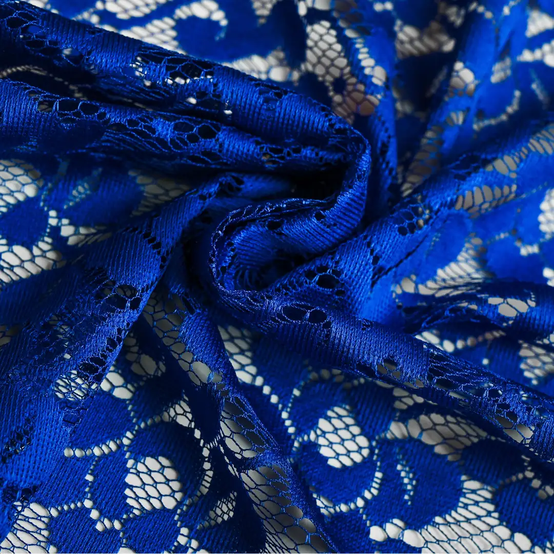 China Fabric for Shirt,T-Shirt,Blouse,Skirt  Lace Knit Fabric Polyester blue color buy from China wholesaler bulk order at wholesale price free worldwide shipping Alibaba