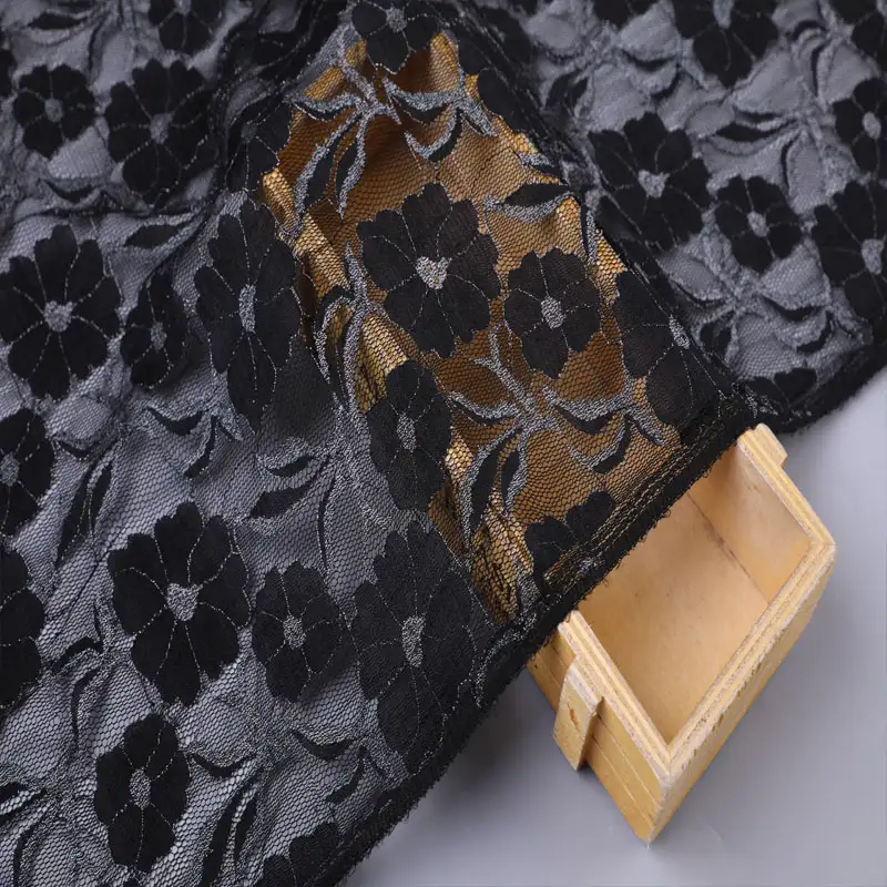 China Fabric for Shirt,Blouse,T-shirt ,Skirt  Lace Knit Fabric Nylon Spandex Lurex black color buy from China wholesaler bulk order at wholesale price free worldwide shipping Alibaba