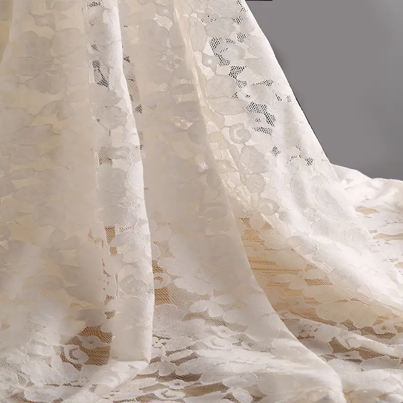 China Fabric for Shirt,T-Shirt,Blouse,Skirt  Lace Knit Fabric Cotton Nylon white color buy from China wholesaler bulk order at wholesale price free worldwide shipping Alibaba