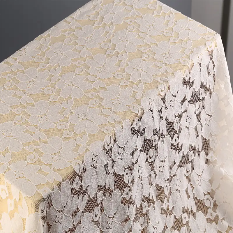 China Fabric for Shirt,T-Shirt,Blouse,Skirt  Lace Knit Fabric Cotton Nylon white color buy from China wholesaler bulk order at wholesale price free worldwide shipping Alibaba