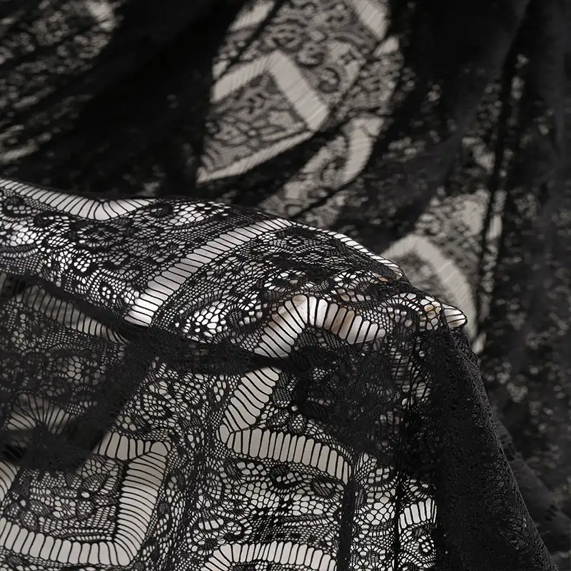 China Fabric for Blouse,Skirt,Skirt  Lace Knit Fabric Polyester black color buy from China wholesaler bulk order at wholesale price free worldwide shipping Alibaba