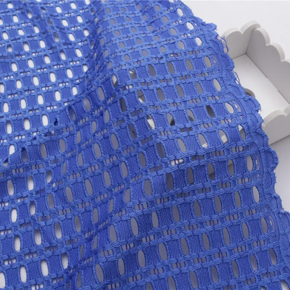 China Fabric for Blouse,Skirt,Skirt  Lace Knit Fabric Polyester Spandex blue color buy from China wholesaler bulk order at wholesale price free worldwide shipping Alibaba
