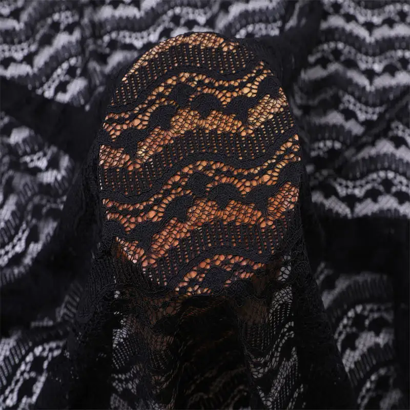 China Fabric for Shirt,Blouse,Skirt,Skirt  Lace Knit Fabric Nylon Spandex black color buy from China wholesaler bulk order at wholesale price free worldwide shipping Alibaba