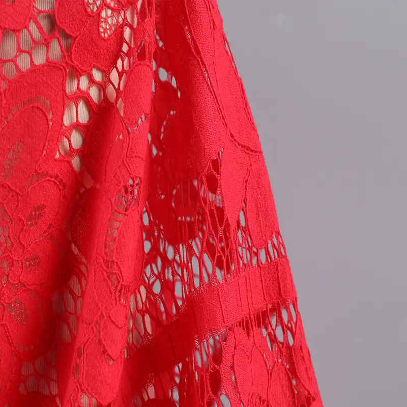 China Fabric for Shirt,Blouse,Skirt,Skirt  Lace Knit Fabric Cotton Nylon red color buy from China wholesaler bulk order at wholesale price free worldwide shipping Alibaba