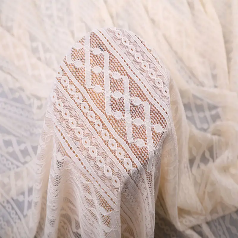 China Fabric for Blouse,Skirt,Skirt  Lace Knit Fabric Nylon Spandex white color buy from China wholesaler bulk order at wholesale price free worldwide shipping Alibaba