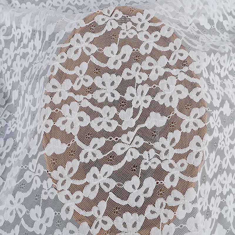 China Fabric for Blouse,T-shirt ,Skirt  Lace Knit Fabric Cotton Nylon Rayon white color buy from China wholesaler bulk order at wholesale price free worldwide shipping Alibaba