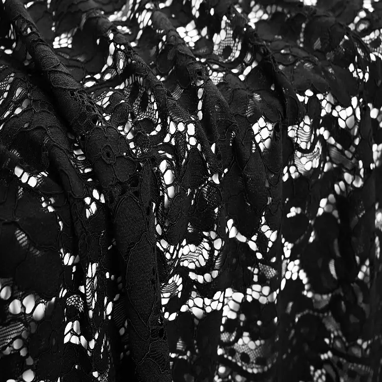 China Fabric for Shirt,Blouse,Skirt,Skirt  Lace Knit Fabric Cotton Nylon Rayon black color buy from China wholesaler bulk order at wholesale price free worldwide shipping Alibaba