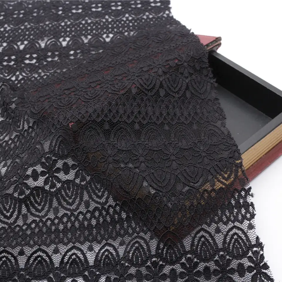 China Fabric for Shirt,T-Shirt,Blouse,Skirt  Lace Knit Fabric Nylon Spandex black color buy from China wholesaler bulk order at wholesale price free worldwide shipping Alibaba