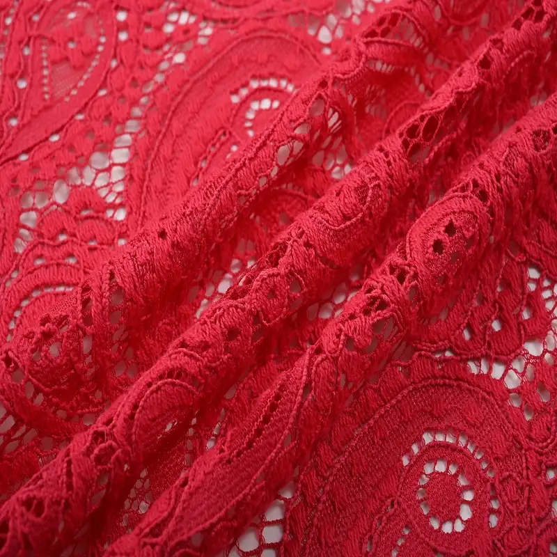 China Fabric for Shirt,T-Shirt,Blouse,Skirt Lace Knit Fabric Cotton Nylon Rayon red color buy from China wholesaler bulk order at wholesale price free worldwide shipping Alibaba