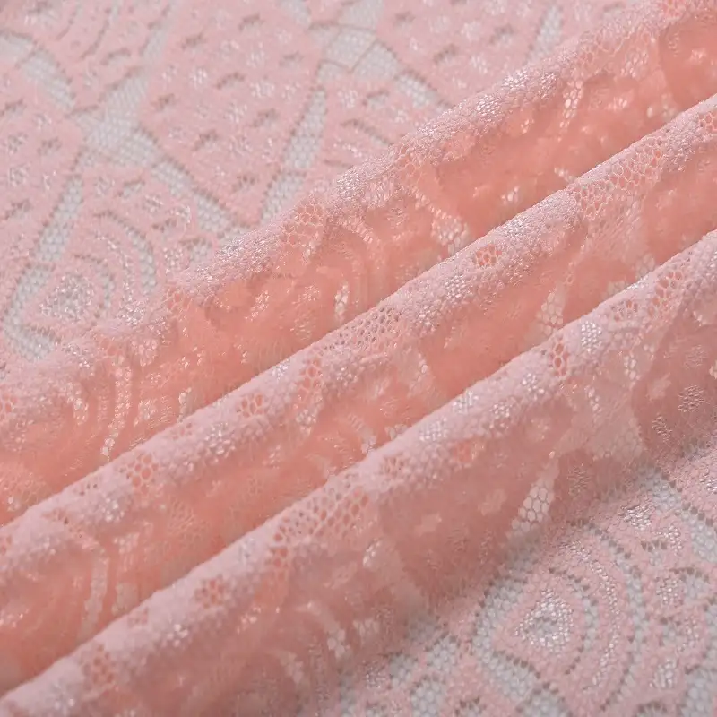 China Fabric for Shirt,Blouse,Skirt,Skirt  Lace Knit Fabric Nylon Spandex pink color buy from China wholesaler bulk order at wholesale price free worldwide shipping Alibaba