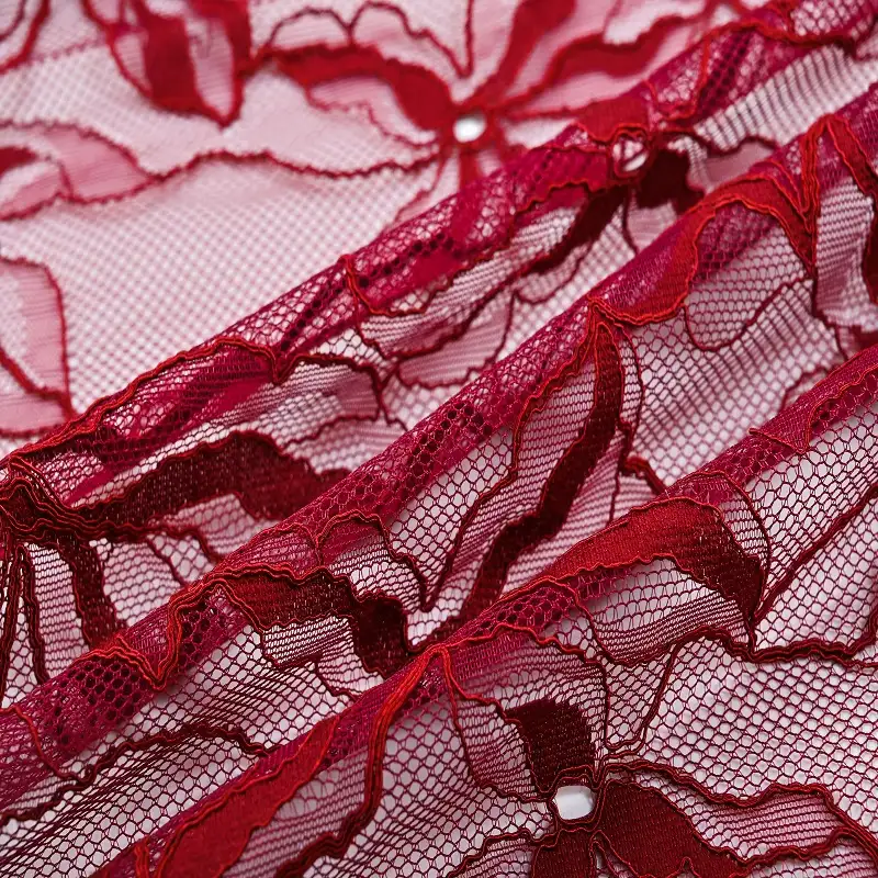 China Fabric for Shirt,T-Shirt,Blouse,Skirt  Lace Knit Fabric Nylon Cotton Rayon red color buy from China wholesaler bulk order at wholesale price free worldwide shipping Alibaba