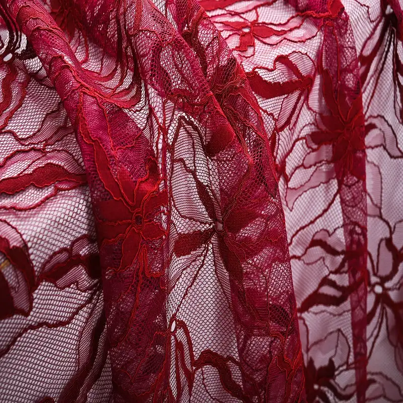 China Fabric for Shirt,T-Shirt,Blouse,Skirt  Lace Knit Fabric Nylon Cotton Rayon red color buy from China wholesaler bulk order at wholesale price free worldwide shipping Alibaba