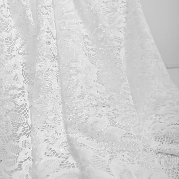 China Fabric for Shirt,T-Shirt,Blouse,Skirt,Skirt  Lace Knit Fabric Nylon Spandex white color buy from China wholesaler bulk order at wholesale price free worldwide shipping Alibaba