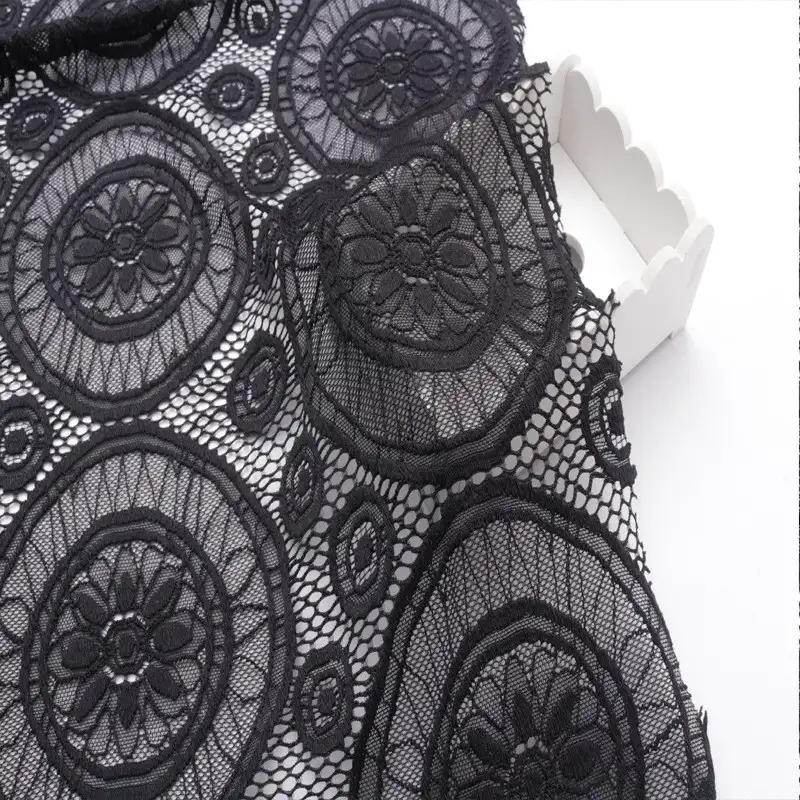China Fabric for Shirt,Blouse,Skirt,Skirt  Lace Knit Fabric Nylon Spandex black color buy from China wholesaler bulk order at wholesale price free worldwide shipping Alibaba