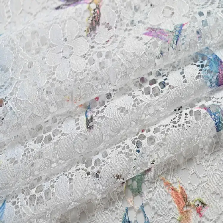 China Fabric for Shirt,Blouse,Skirt  Lace Knit Fabric Polyester white color buy from China wholesaler bulk order at wholesale price free worldwide shipping Alibaba