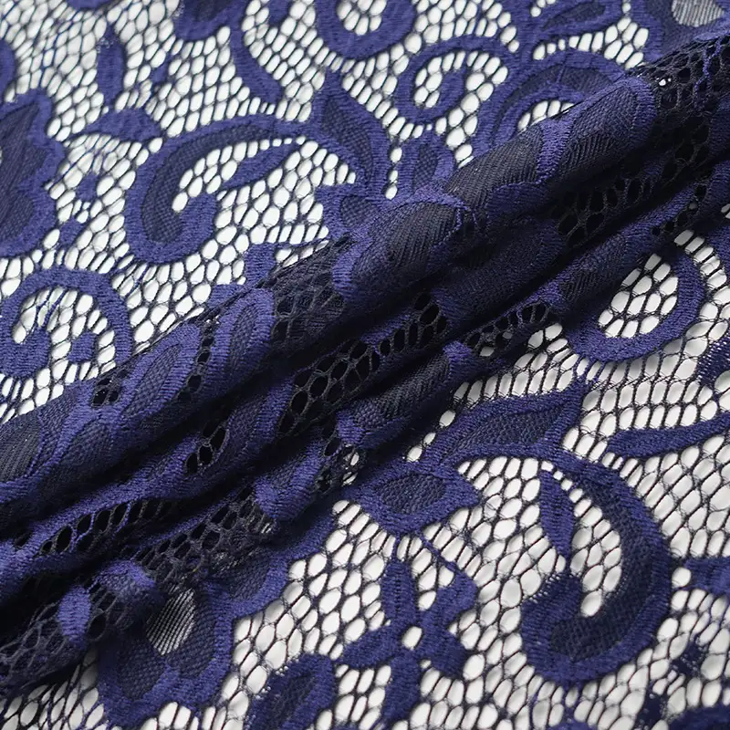 China Fabric for Blouse,Skirt,Skirt  Lace Knit Fabric Nylon Spandex blue color buy from China wholesaler bulk order at wholesale price free worldwide shipping Alibaba