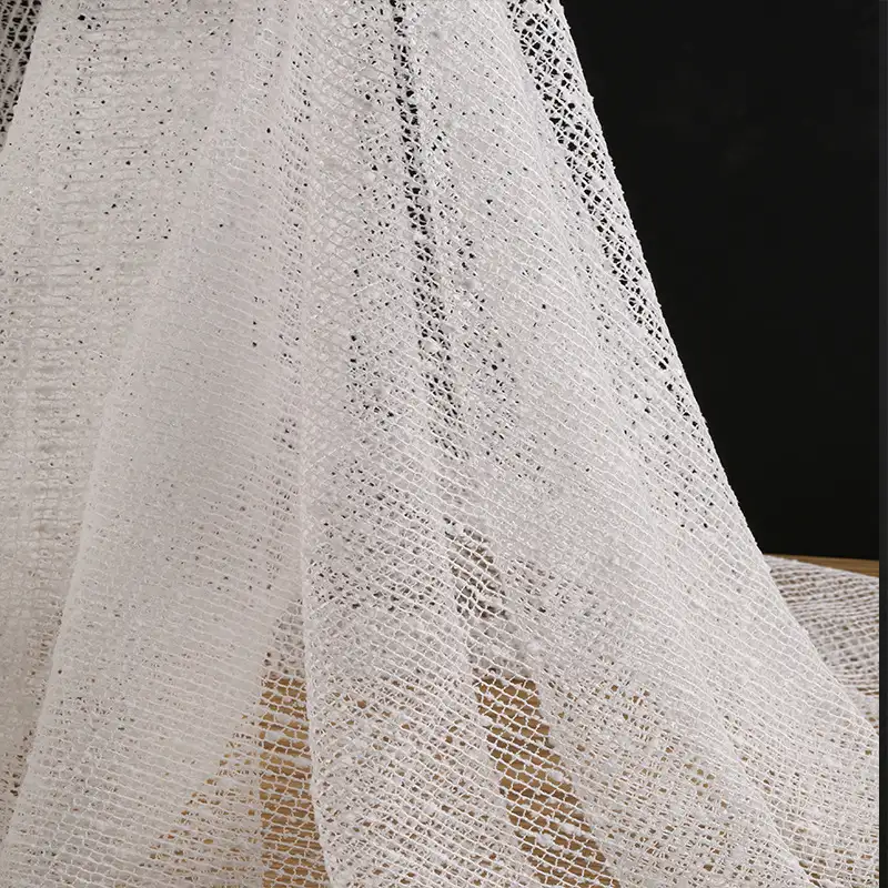 China Fabric for Blouse,Skirt,Shirt Long Sleeve Button ,Dresses (Cardigan Button) ,Skirt  Lace Knit Fabric Polyester white color buy from China wholesaler bulk order at wholesale price free worldwide shipping Alibaba