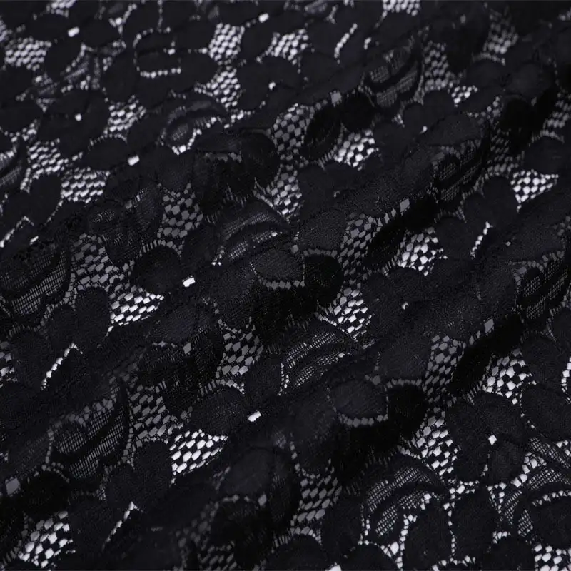 China Fabric for Polo Shirt,Blouse,Skirt,Shirt Long Sleeve Zipper ,Skirt  Lace Knit Fabric Cotton Nylon Spandex black color buy from China wholesaler bulk order at wholesale price free worldwide shipping Alibaba