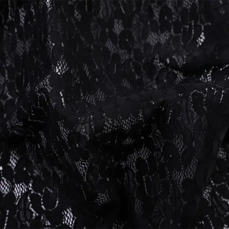 China Fabric for Polo Shirt,Blouse,Skirt,Shirt Long Sleeve Zipper ,Skirt  Lace Knit Fabric Cotton Nylon Spandex black color buy from China wholesaler bulk order at wholesale price free worldwide shipping Alibaba