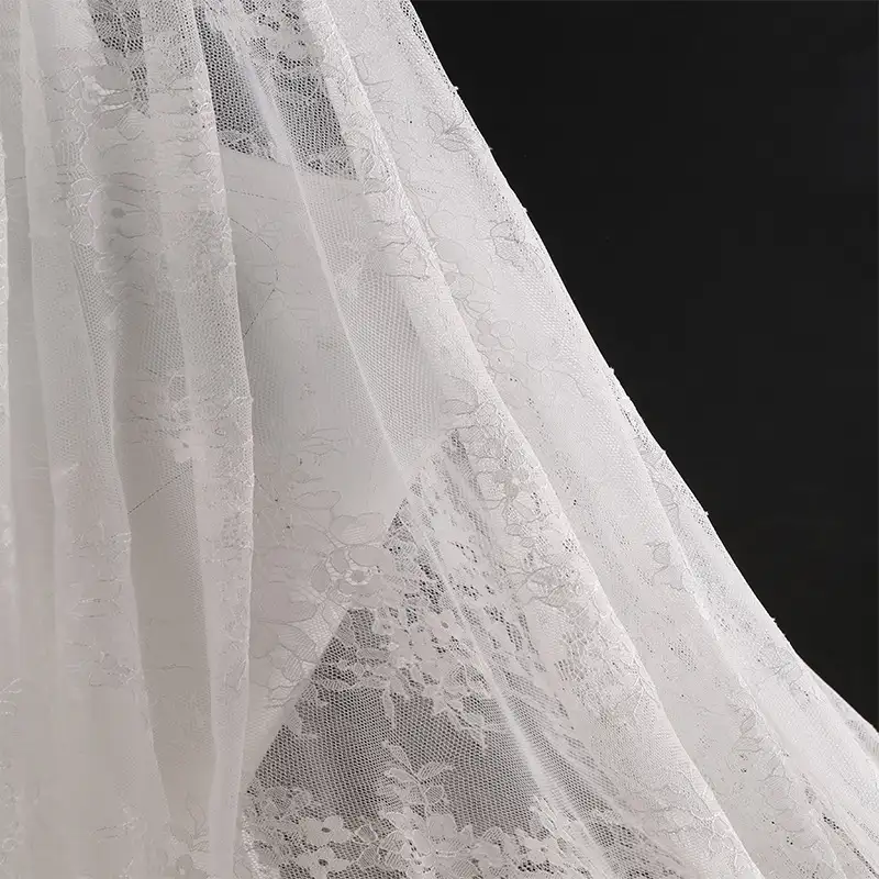 China Fabric for Blouse,Skirt,Shirt Long Sleeve Button ,Dresses (Cardigan Button) ,Skirt  Lace Knit Fabric Nylon white color buy from China wholesaler bulk order at wholesale price free worldwide shipping Alibaba