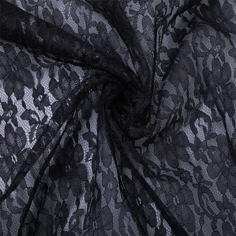 China Fabric for Blouse,Skirt,Shirt Long Sleeve Button ,Dresses (Cardigan Button) ,Skirt  Lace Knit Fabric Nylon black color buy from China wholesaler bulk order at wholesale price free worldwide shipping Alibaba