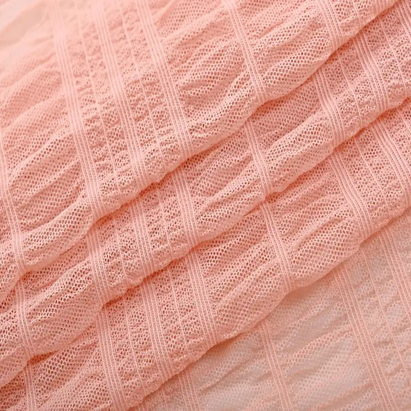 China Fabric for Shirt,Blouse,Shirt Long Sleeve Button ,Dresses (Cardigan Button) ,Skirt  Lace Knit Fabric Nylon Spandex pink color buy from China wholesaler bulk order at wholesale price free worldwide shipping Alibaba