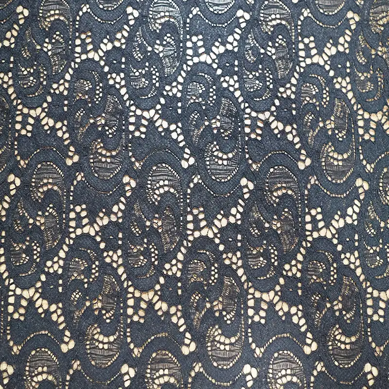 China Fabric for Blouse,Skirt,Shirt Long Sleeve Button ,Dresses (Cardigan Button) ,Skirt  Lace Knit Fabric Nylon Spandex black color buy from China wholesaler bulk order at wholesale price free worldwide shipping Alibaba