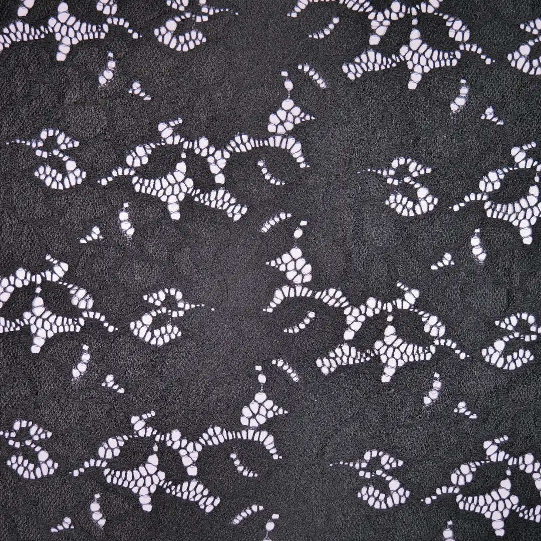 China Fabric for Blouse,Skirt,Shirt Long Sleeve Button ,Dresses (Cardigan Button) ,Skirt  Lace Knit Fabric Nylon Spandex black color buy from China wholesaler bulk order at wholesale price free worldwide shipping Alibaba