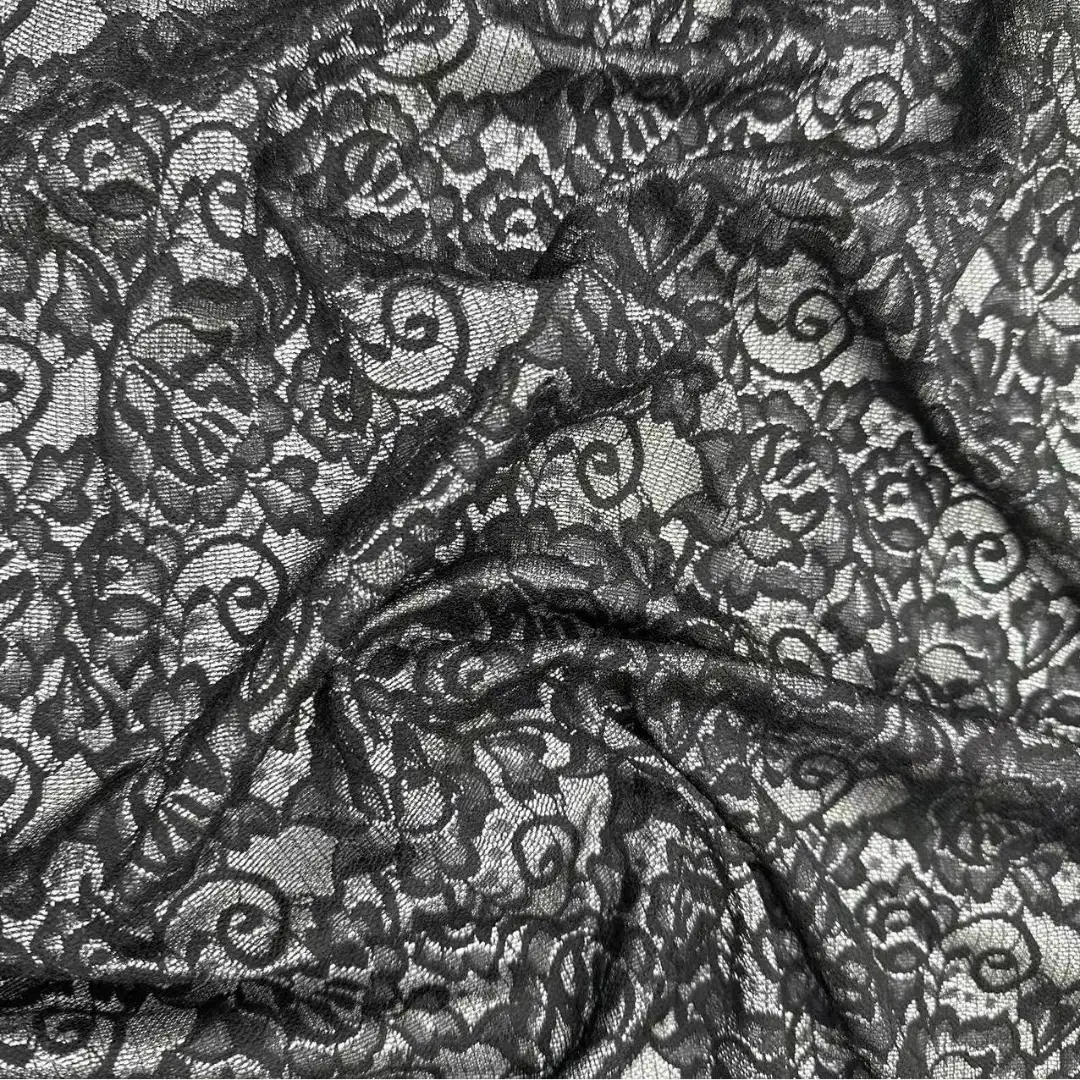 China Fabric for Blouse,Skirt,Shirt Long Sleeve Button ,Dresses (Cardigan Open) ,Skirt  Lace Knit Fabric Nylon Spandex black color buy from China wholesaler bulk order at wholesale price free worldwide shipping Alibaba