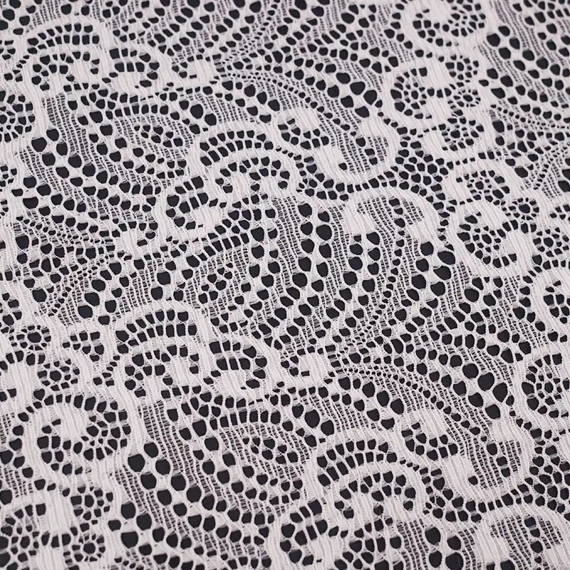 China Fabric for Blouse,Skirt,Shirt Long Sleeve Button ,Dresses (Cardigan Button) ,Skirt  Lace Knit Fabric Nylon Spandex white color buy from China wholesaler bulk order at wholesale price free worldwide shipping Alibaba