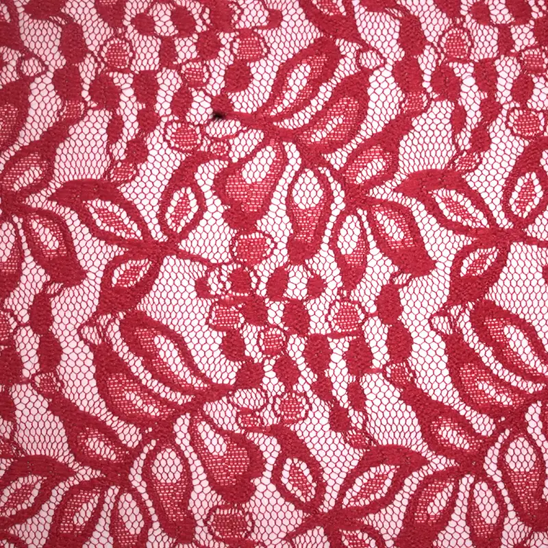 China Fabric for Blouse,Shirt Long Sleeve Zipper ,Dresses (Cardigan Button) ,Skirt  Lace Knit Fabric Nylon Spandex red color buy from China wholesaler bulk order at wholesale price free worldwide shipping Alibaba