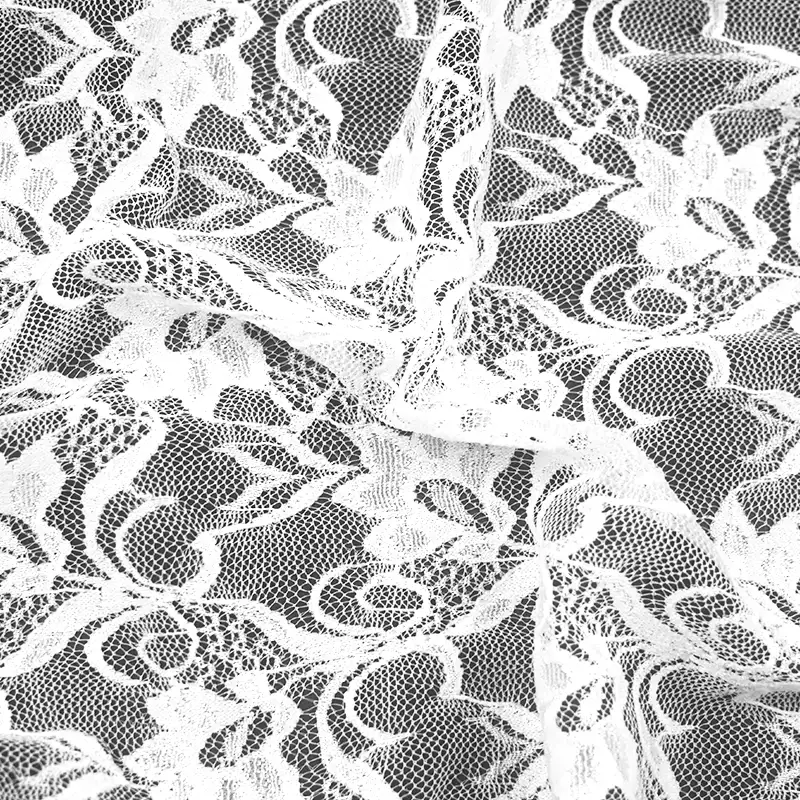 China Fabric for Blouse,Skirt,Shirt Long Sleeve Button ,Dresses (Cardigan Button) ,Skirt  Lace Knit Fabric Nylon Spandex white color buy from China wholesaler bulk order at wholesale price free worldwide shipping Alibaba